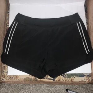 90 Degree By Reflex Black Athletic Shorts with White Accents